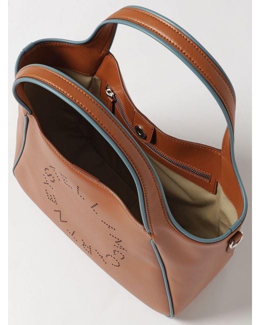 Stella McCartney Brown Logo Detailed Top Handle Bag