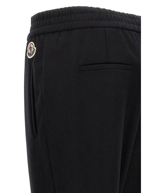 Moncler Black Logo Patch Elastic Waist Pants