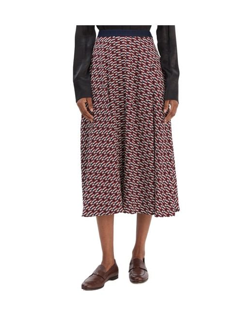 Tommy Hilfiger Red Elastic Waist Midi Skirt
