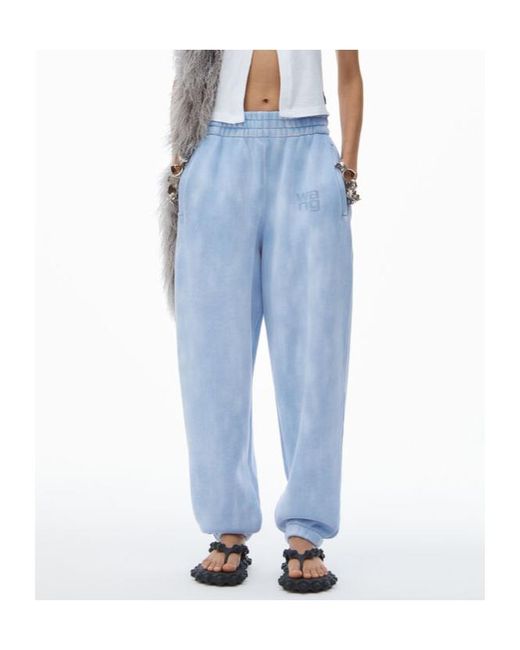T By Alexander Wang Blue Alexander Wang Essential Terry Ribbed Hem Joggers