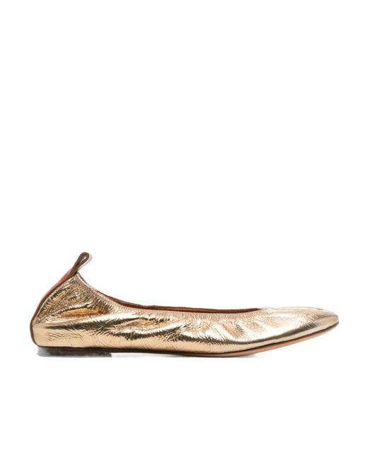 Lanvin Multicolor Ruched Detail Round-Toe Ballerina Shoes