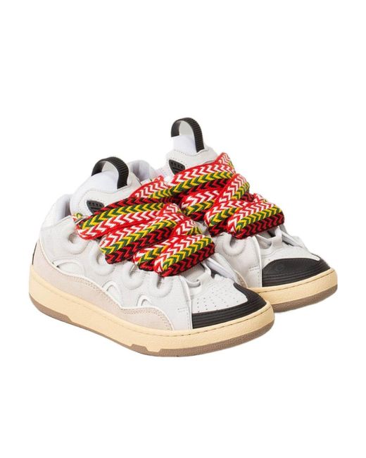Lanvin Pink Curb Lace-Up Sneakers