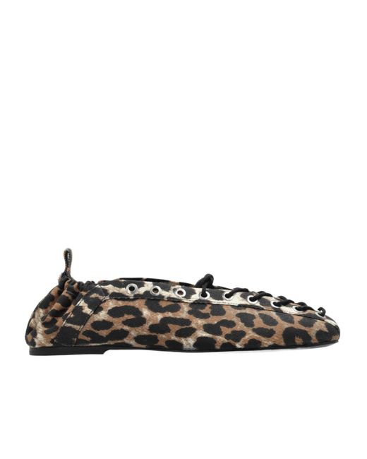 Ganni Multicolor Canvas Printed Ballet Flats