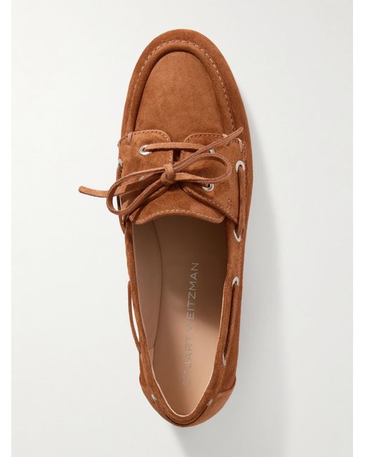 Stuart Weitzman Brown Tinsley Suede Loafers