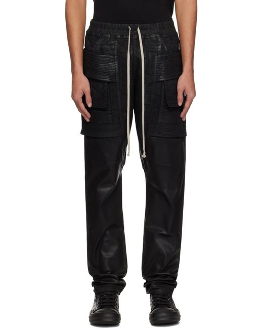 Rick Owens Black Hollywood Creatch Denim Cargo Pants for men