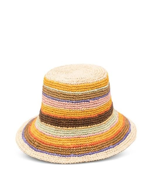 Zimmermann Metallic Striped Raffia Bucket Hat