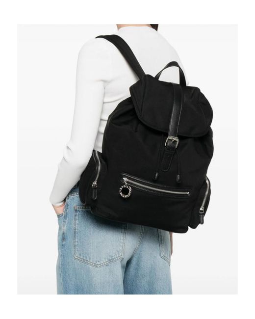 Stella McCartney Black Dartmoor Logo Charm Backpack