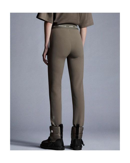 Moncler Green Logo High-Rise Tights