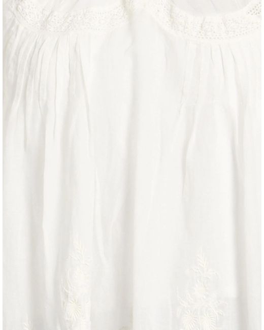 Farm Rio White Solid-Color Lace Short Sleeves
