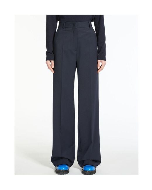 Weekend by Maxmara Blue Wool-Blended Trousers