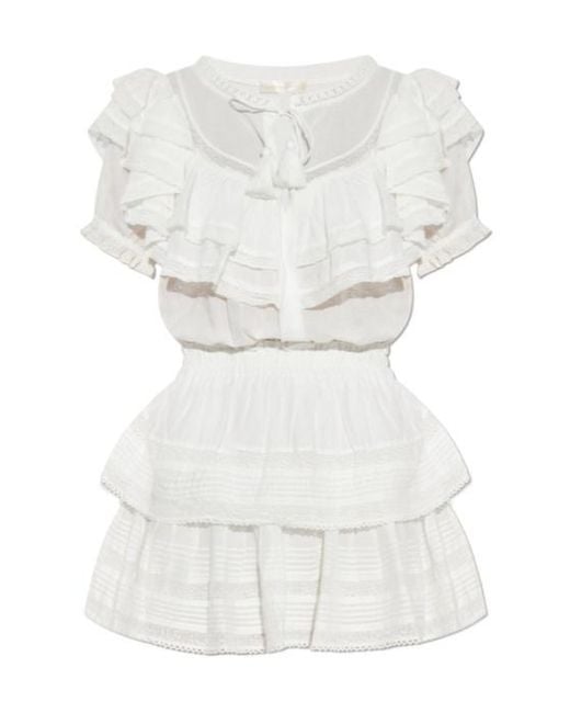 LoveShackFancy White Liv Ruffled Mini Dress