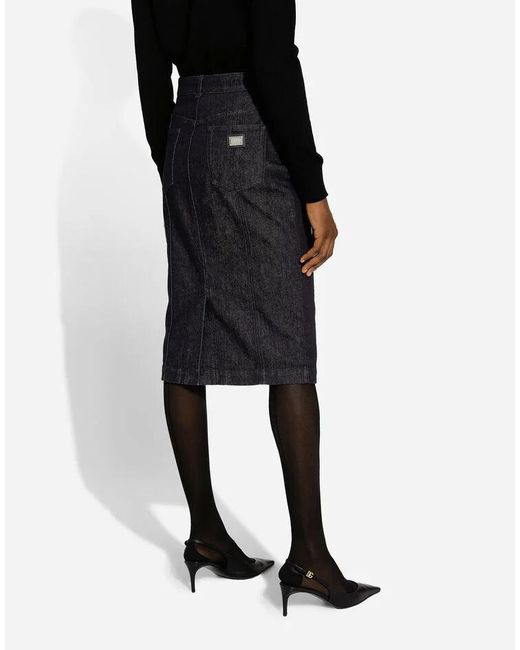 Dolce & Gabbana Black Buttoned Denim Skirt