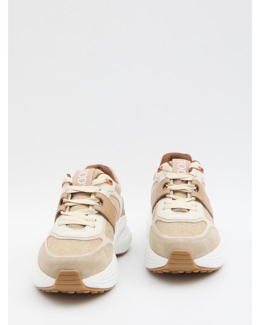 Tod's White Round-Toe Lace-Up Sneakers