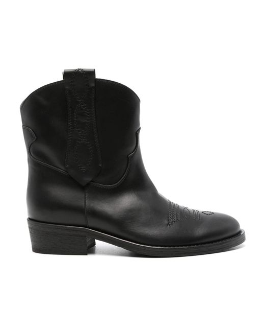 Via Roma 15 Black Leather Ankle Boots