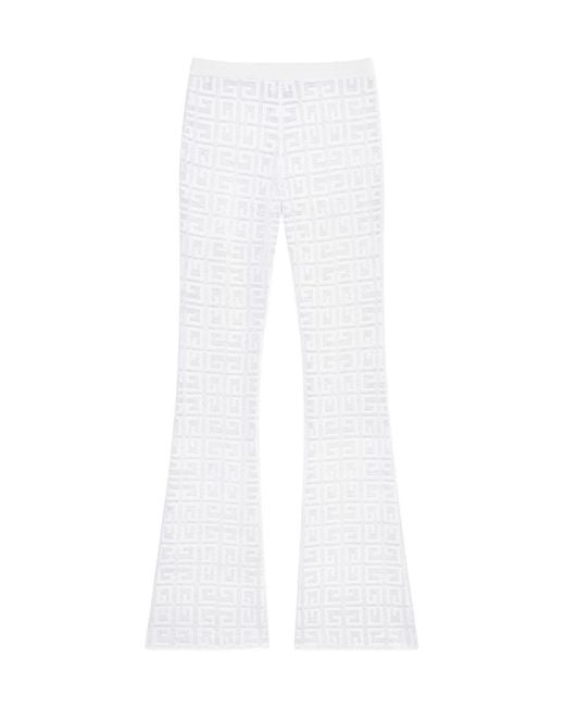 Givenchy White Monogrammed Elastic Waistband Trousers