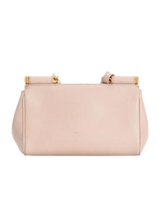 Dolce & Gabbana Pink Nude Leather Shoulder Bag