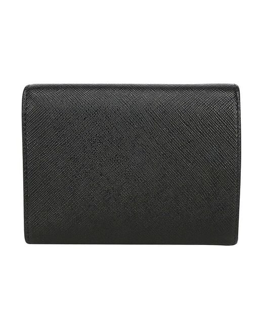 Prada Black Logo Plaque Tri-Fold Wallet