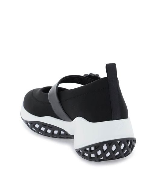 Roger Vivier Black Viv' Run Embellished Buckle Ballerinas