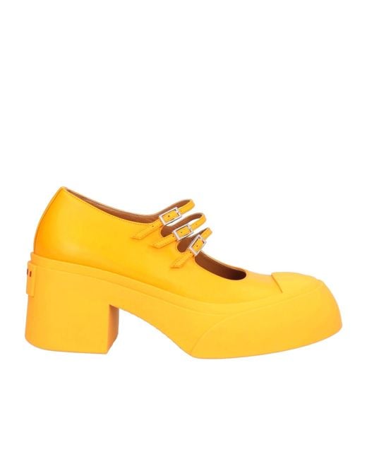 Marni Yellow Round-Toe High Heels