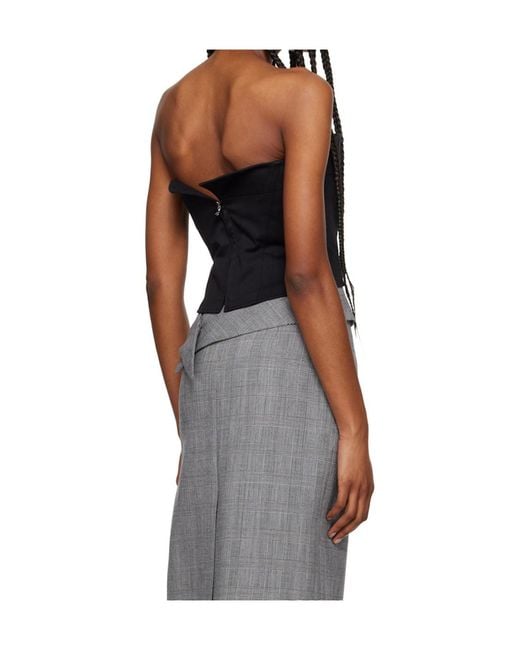RECTO. Black Cropped Strapless Top