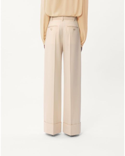 Valentino White Diagonal Dry Wool Trousers