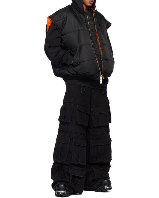 Vetements Black Zip-Up Quilted Vest for men