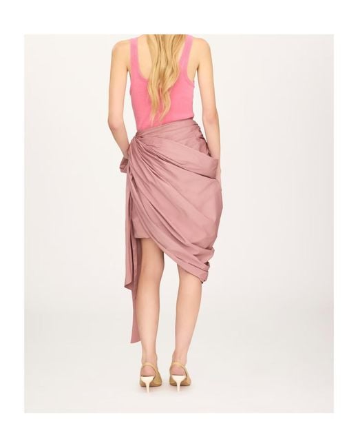 Chloé Pink Technical Satin Mid-Length Wrap Skirt