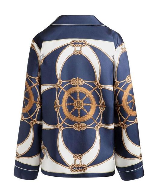 Bally Blue Graphic-Printed Button-Up Shirt