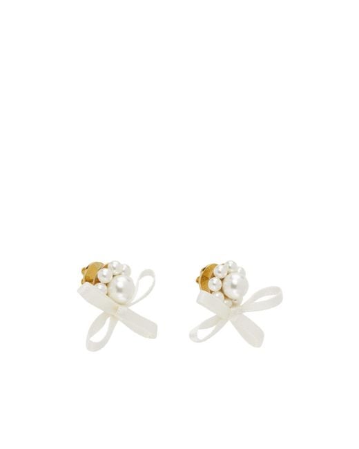 Simone Rocha White Daisy Embellished Earrings
