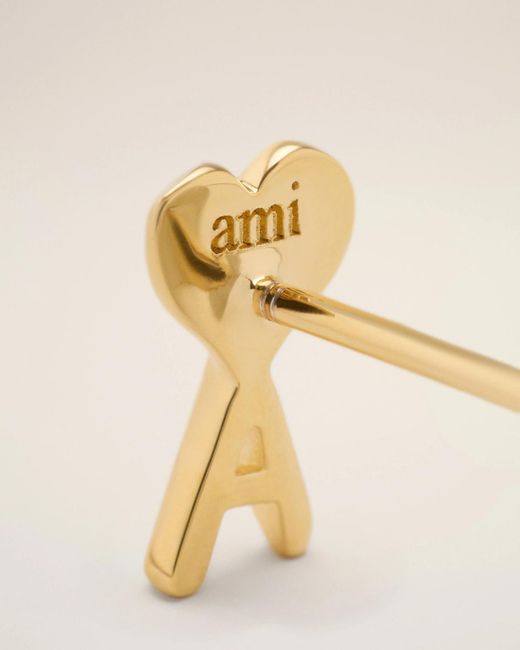 AMI Metallic Ami Ami De Coeur Hammered Earrings for men