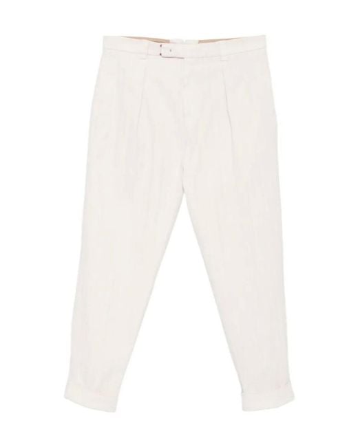 Berwich White Pleated Trousers for men