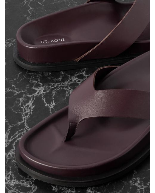 St. Agni Brown Leather Flip Flops
