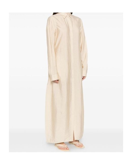 Totême  Natural Totême Long-Sleeved Slit-Detailed Maxi Dress