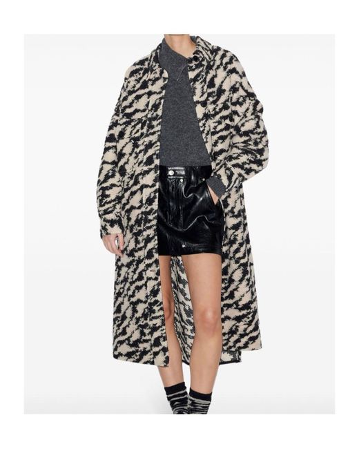 Isabel Marant Black Isabel Marant Étoile Fontizi Patterned Buttoned Coat