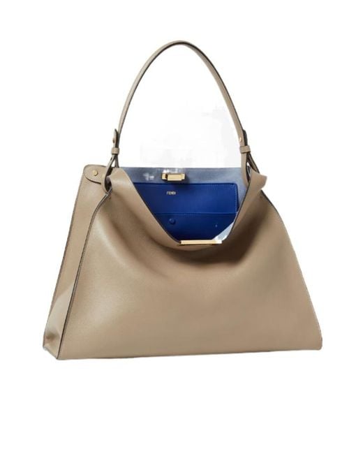 Fendi Blue Way Twist-Lock Large Tote Bag
