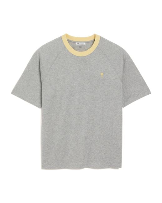 AMI Gray Ami Ami De Coeur Crewneck T-Shirt for men