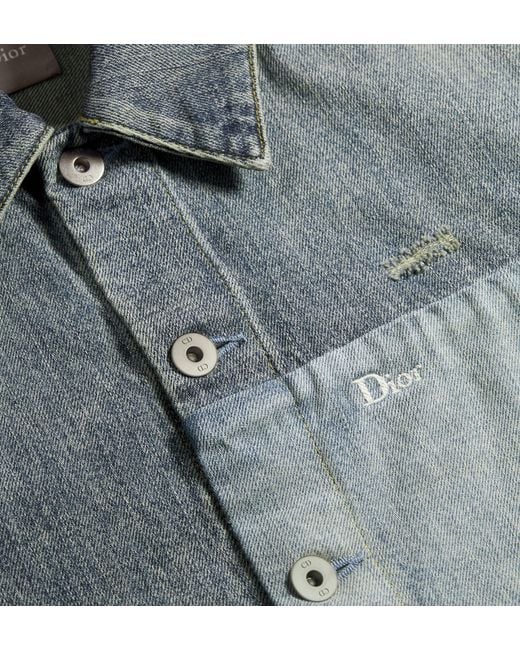 Dior Blue Homme Patchwork Effect Overshirt for men