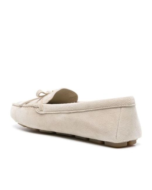 Prada White Triangle-Logo Suede Loafers