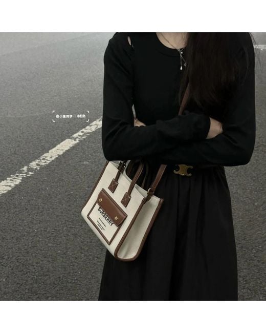 Burberry Natural Logo Printed Mini Freya Tote Bag