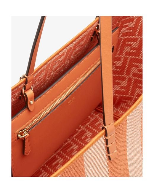 Fendi Orange Roll Striped Large Reversible Tote Bag