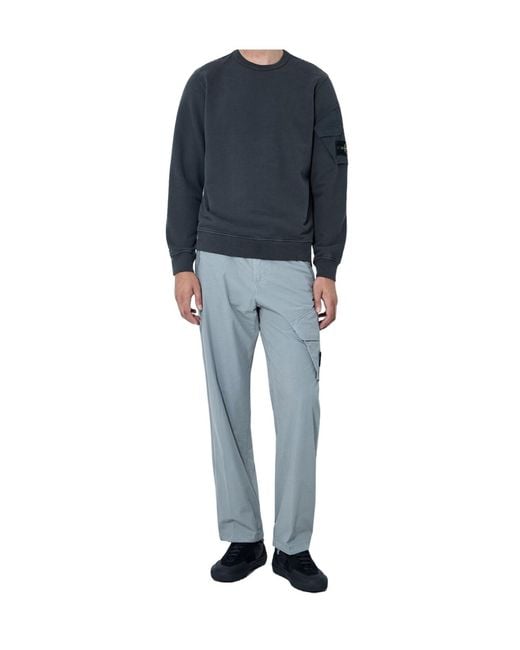 Stone Island Blue Cargo Trousers With Elasticated Waistband for men