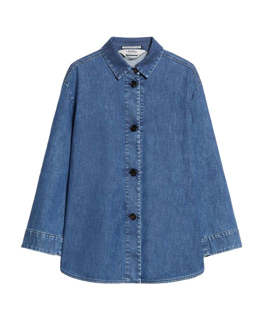 Max Mara Blue Long-Sleeved Stretch Denim Shirt