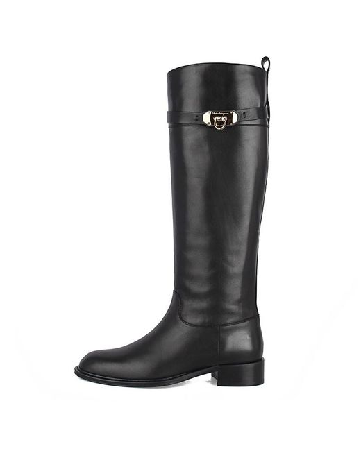 Ferragamo Black Logo Boots