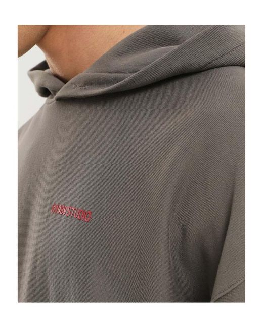 1989 STUDIO Gray Graphic Back Print Hoodie for men