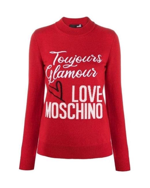 Moschino Red Logo Knit Jumper