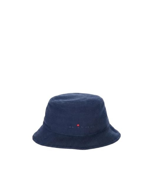 Kiton Blue Logo-Embroidered Bucket Hat for men