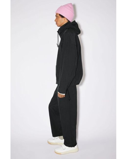 Acne Black Face-Patch Hooded Jacket for men