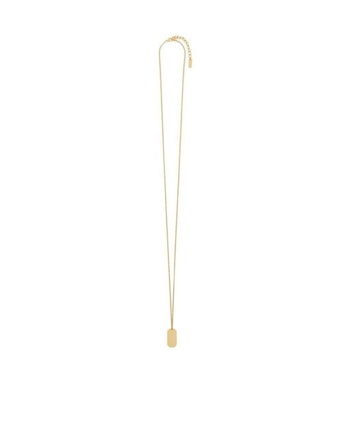 Saint Laurent White Engraved Tag Pendant Necklace