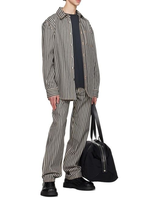 Bottega Veneta Gray Striped Long-Sleeved Shirt for men