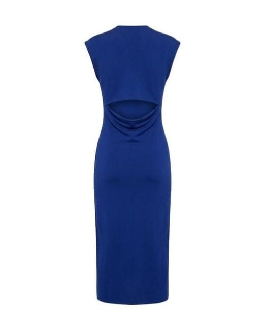 Jil Sander Blue Cap Sleeve Fitted Dress